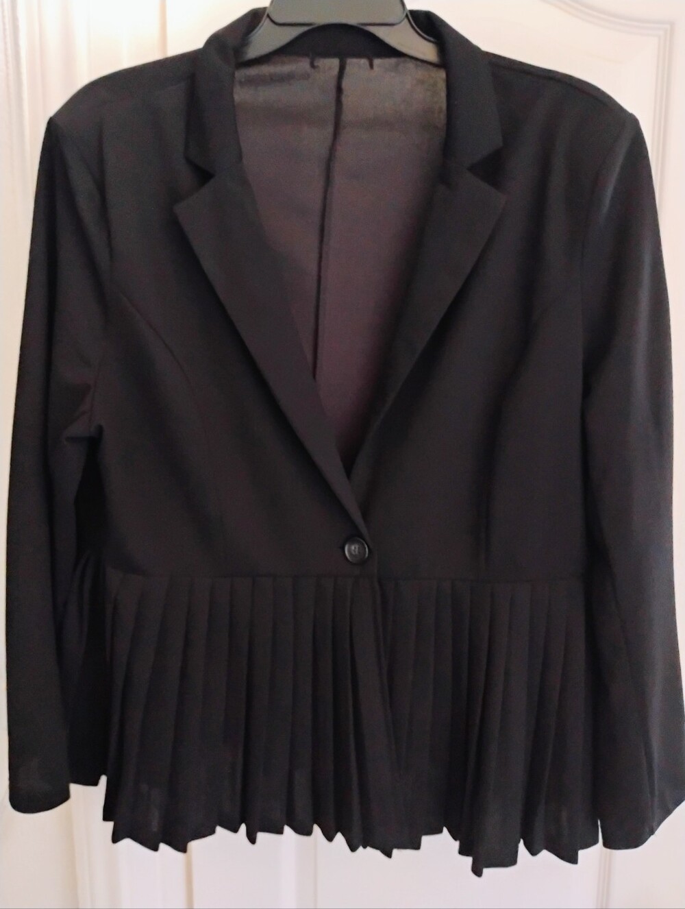 Women's Black Pleated Peplum Blazer Jacket Stretchy Whimsigoth Dark Academia 3XL